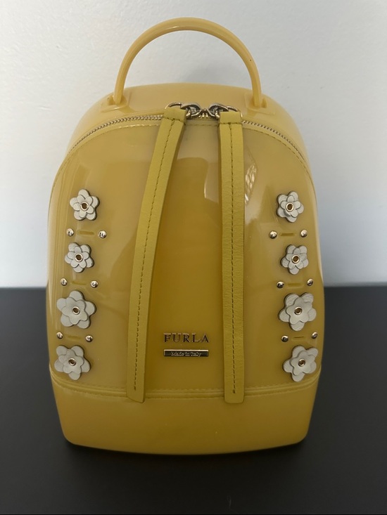 Furla Handbags - Furla Yellow Jelly Mini Backpack with Floral Studs